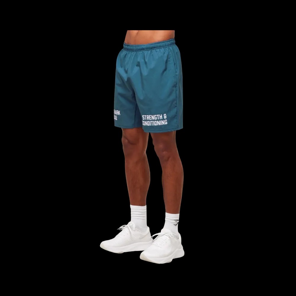 GymShark S&C Graphic 7" Shorts Success Blue - HypeFly India View 2
