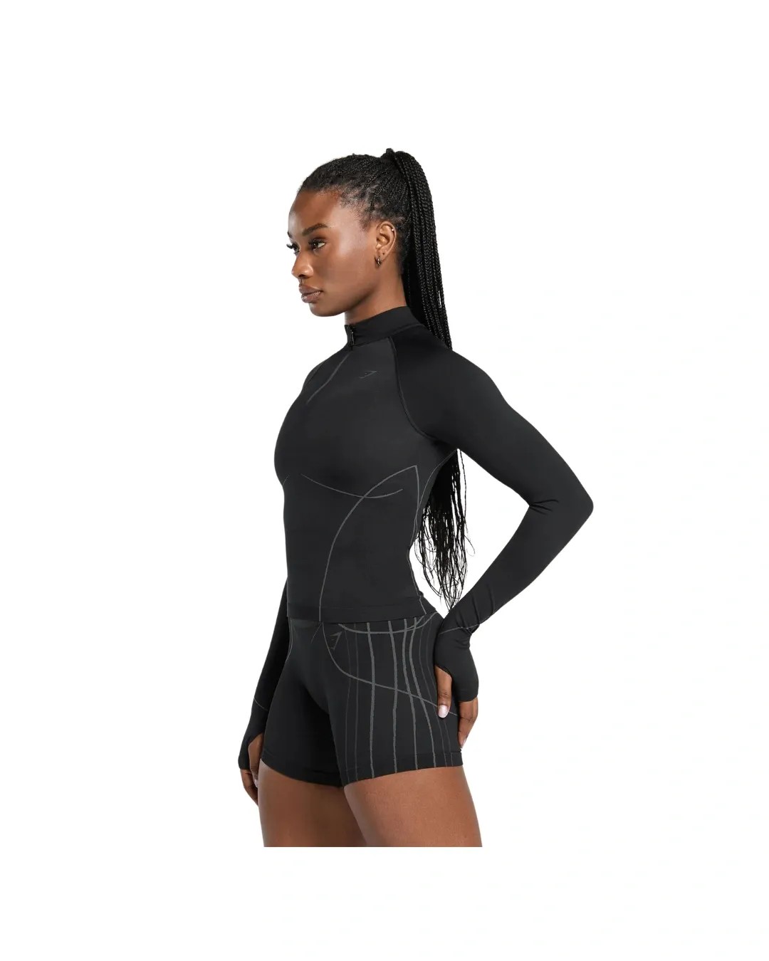 Gymshark Apex Seamless 1/4 Zip Pullover Graphite Grey - HypeFly India View 3