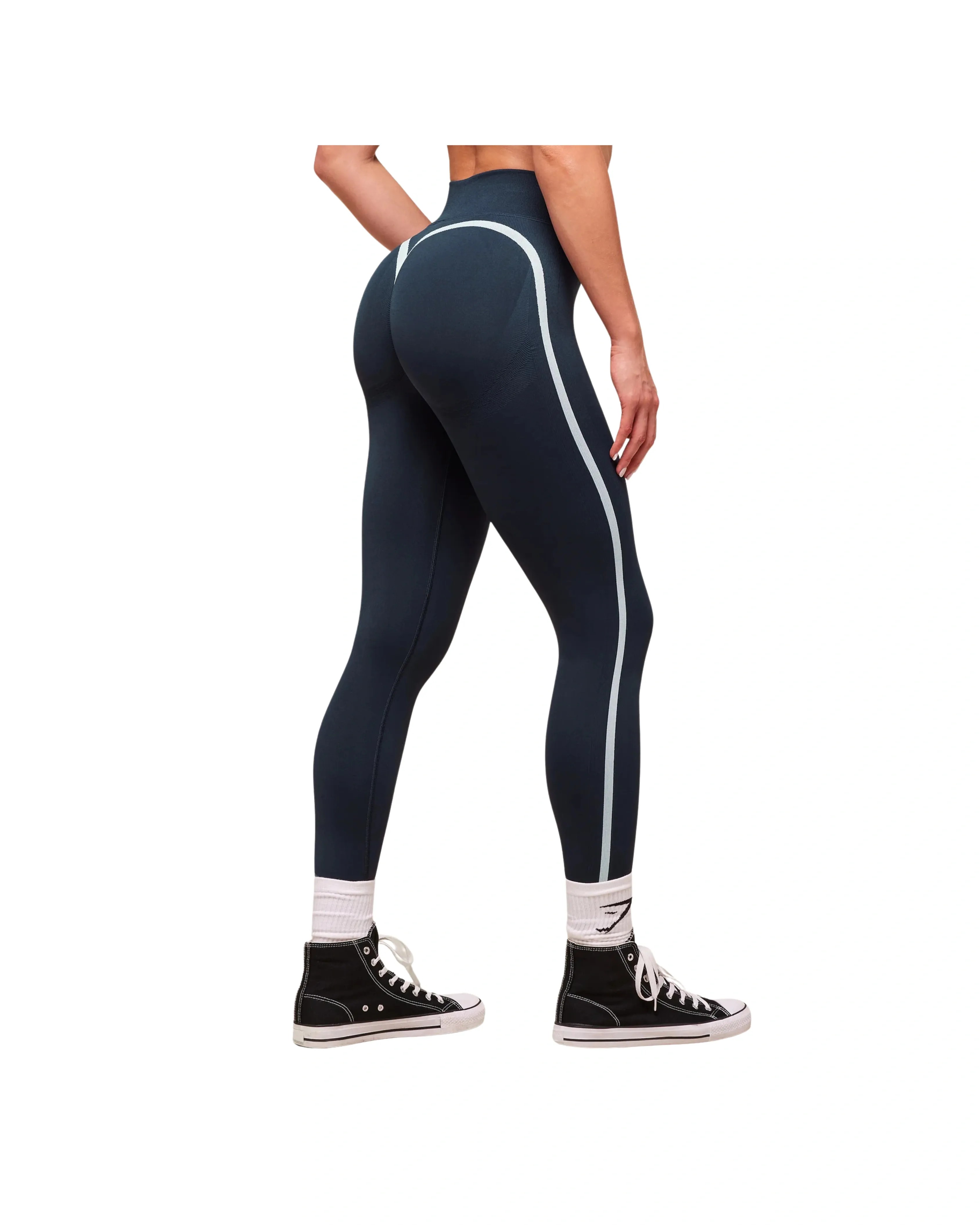 Gymshark Lift Varsity Seamless Leggings Heavy Blue - HypeFly India View 3