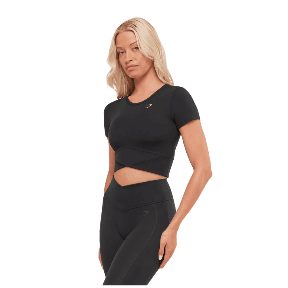 Gymshark Crossover Midi Top with Shelf Black - HypeFly India View 4
