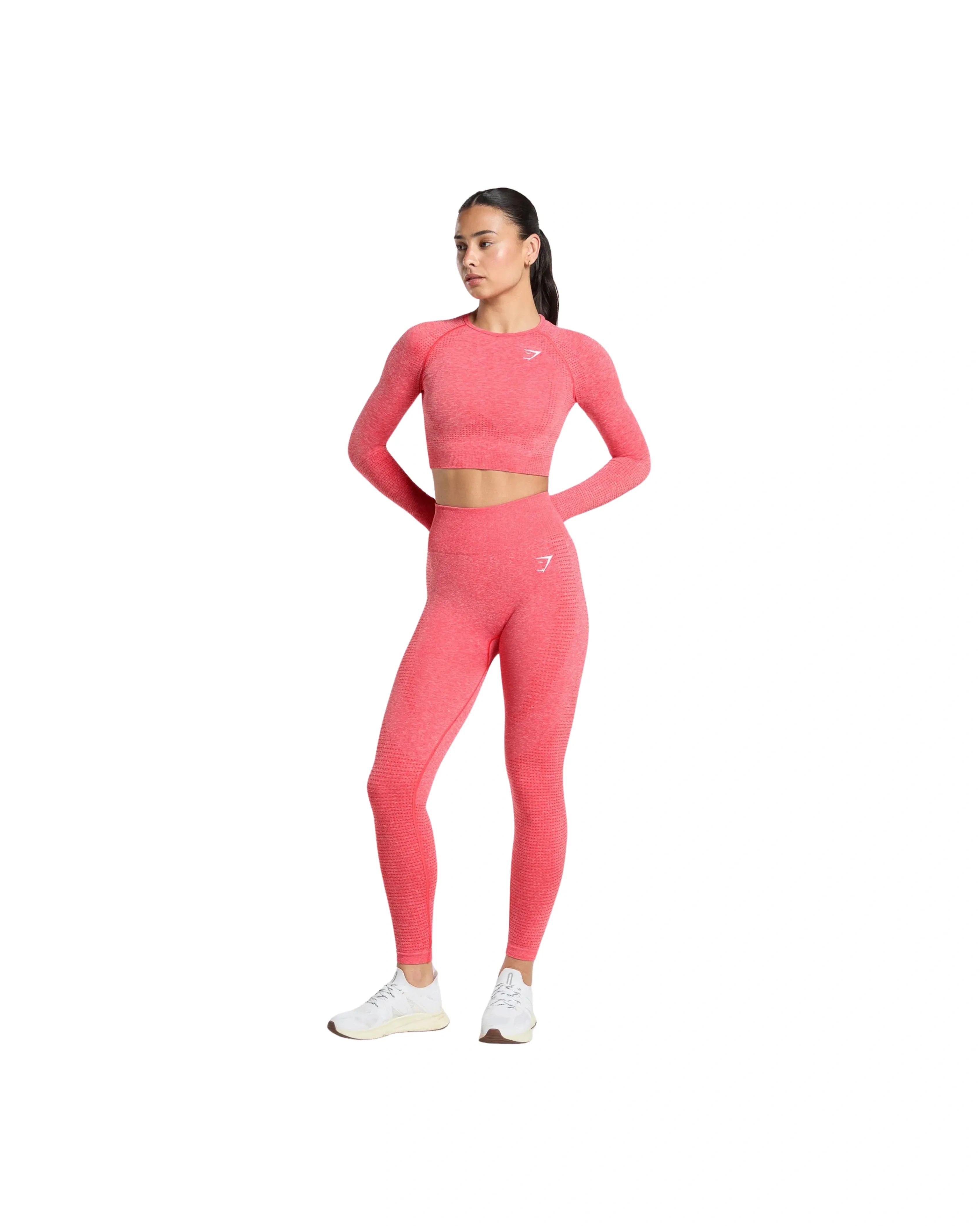 Gymshark Vital Crop Top Coral Red Marl - HypeFly India View 3
