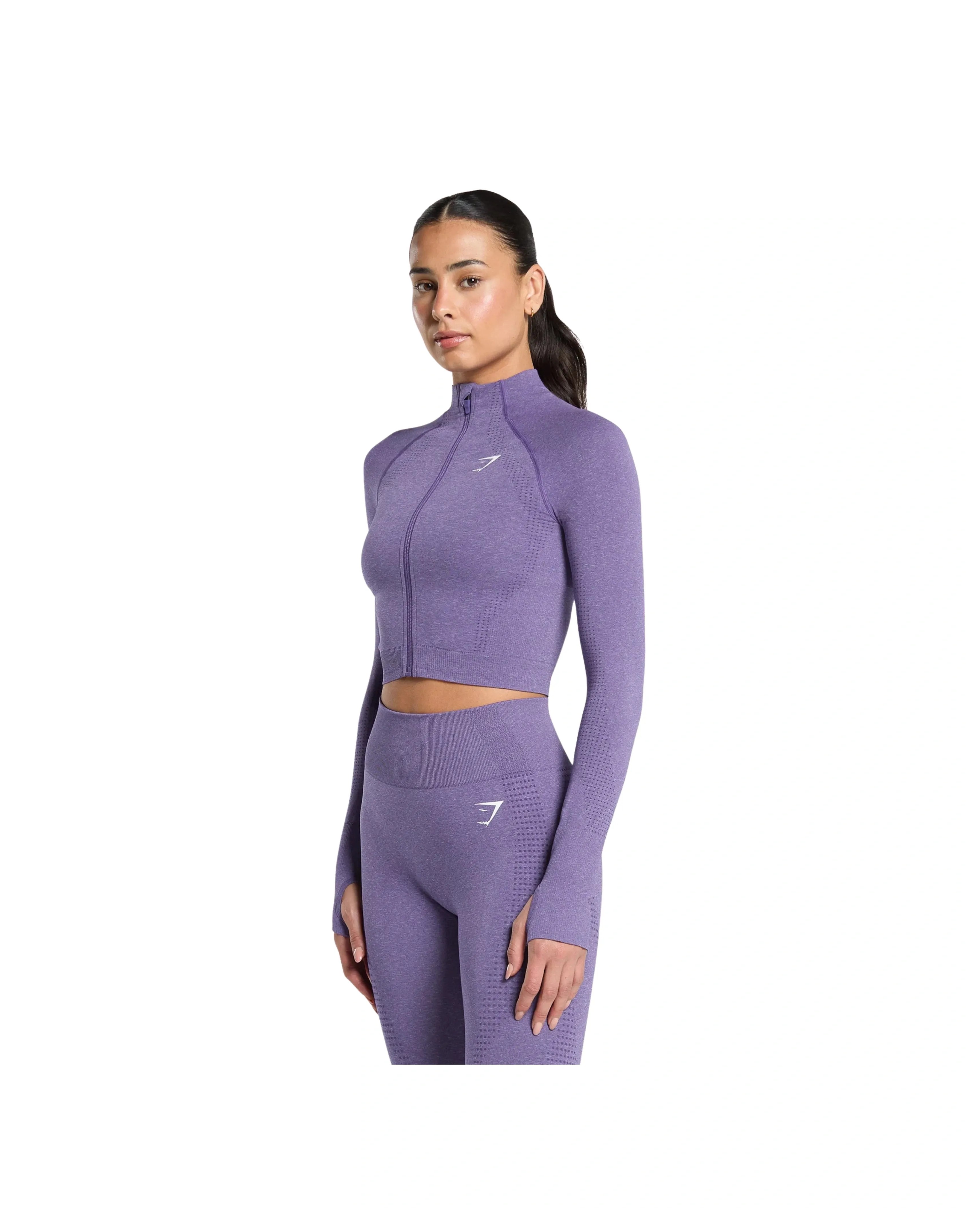 Gymshark Vital Midi Zip Up Jacket Functional Purple - HypeFly India View 3