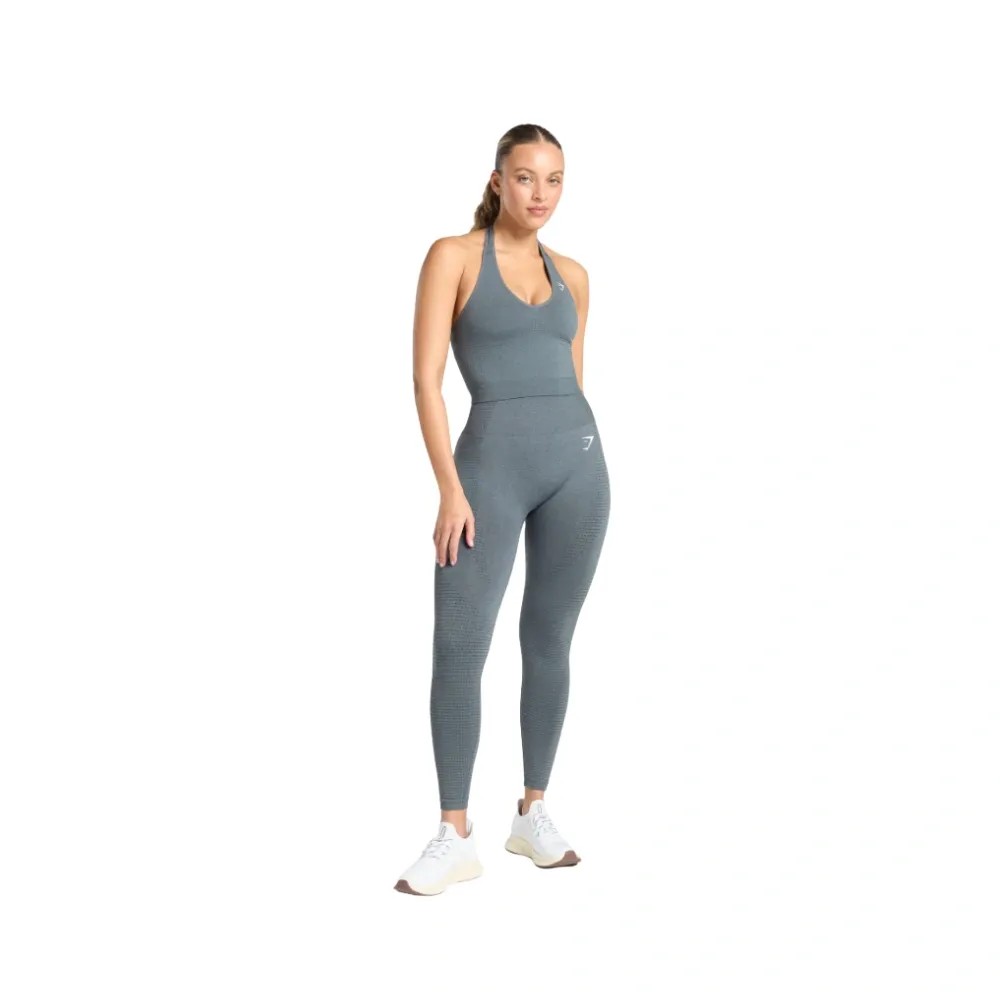 Gymshark Vital Halter Neck Tank With Shelf Crop Top Strong Grey Marl - HypeFly India View 5