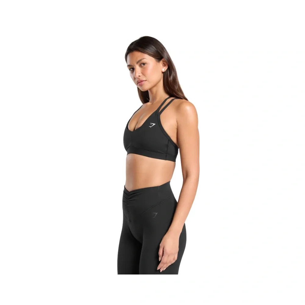 Gymshark Double Up Sports Bra - Light Support Black - HypeFly India View 3
