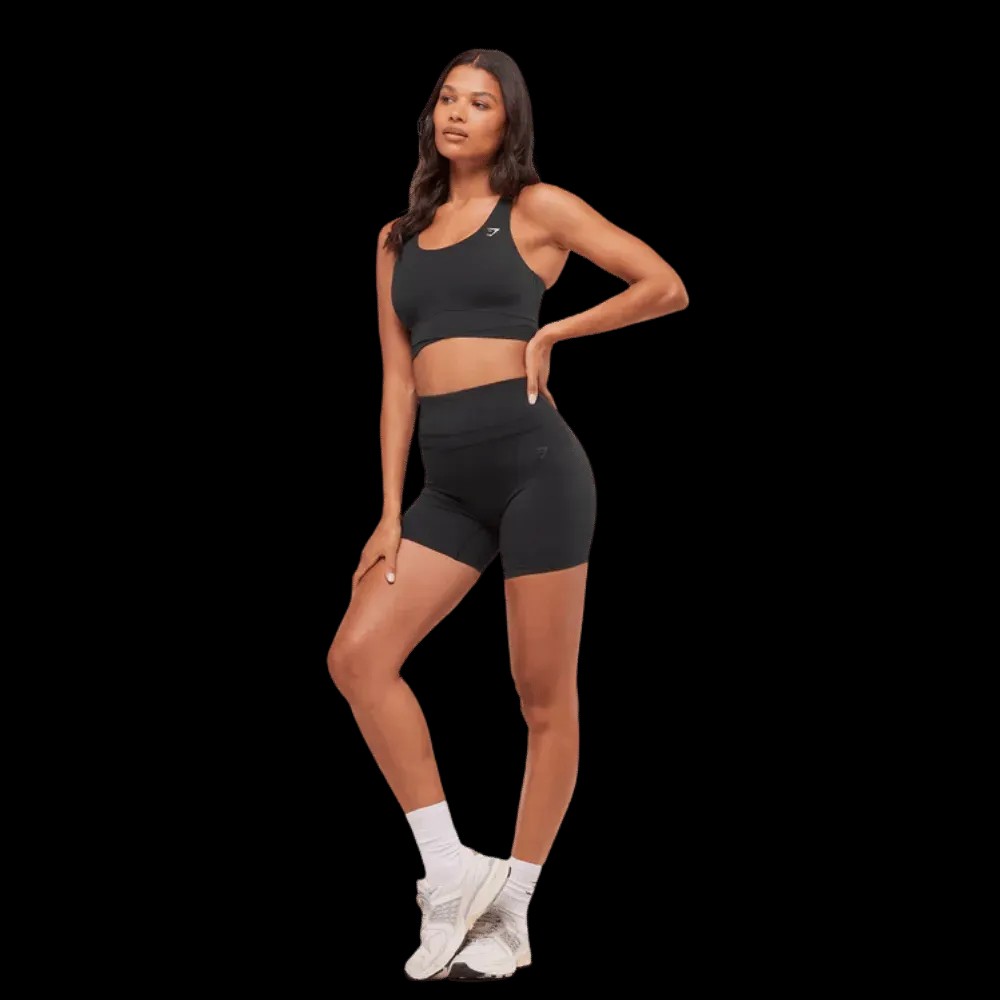 Gymshark Cross Over Sports Bra Black - HypeFly India View 3