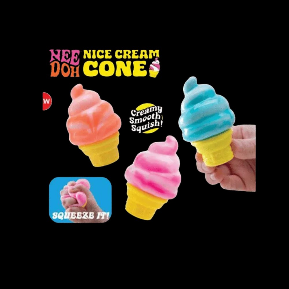 NeeDoh Nice Cream Ice Cream Cone Squishy Fidget Toy 3x Lot Orange/Pink/Blue - HypeFly India View 2