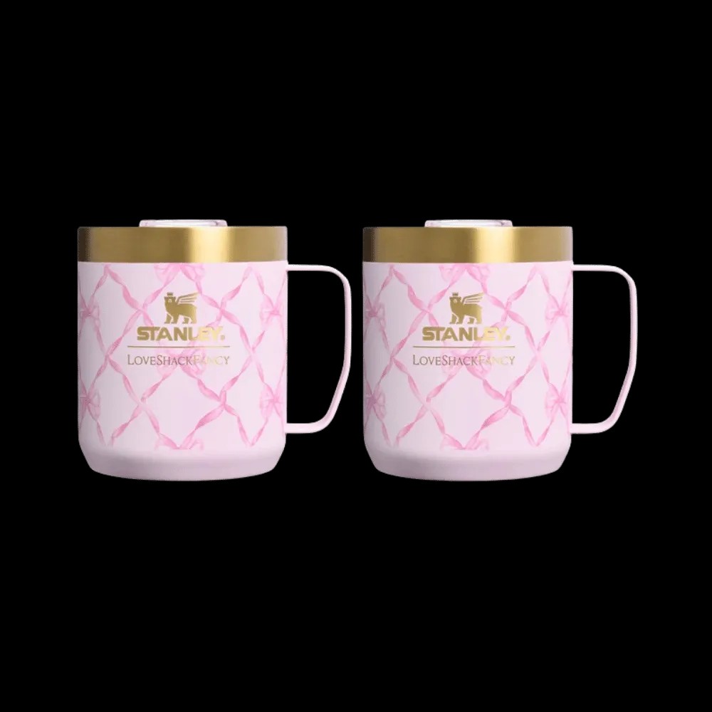 Stanley 1913 X Loveshackfancy Holiday Everyday Camp Mug Set Baby Bow Pink Peppermint 12 OZ - HypeFly India View 3