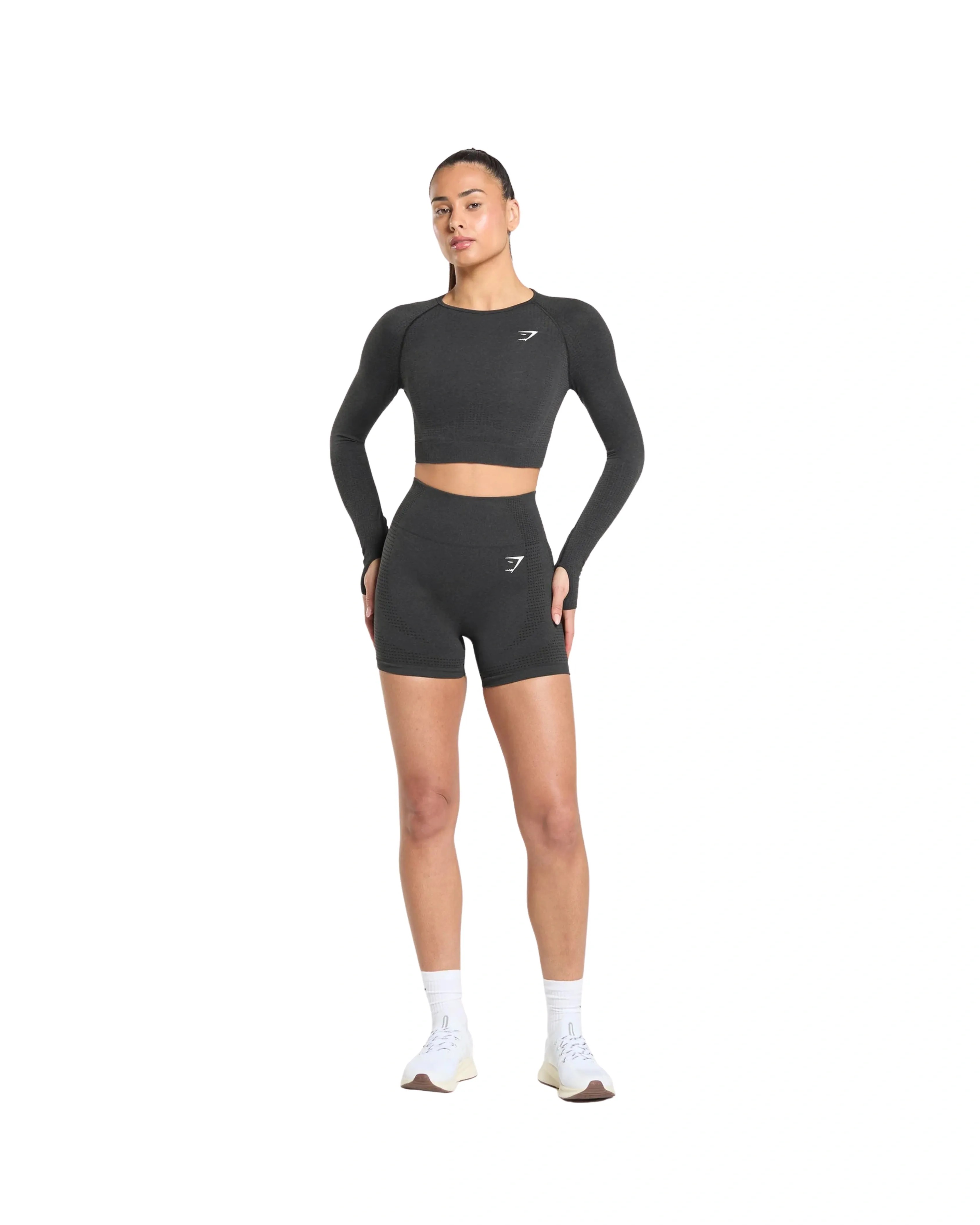 Gymshark Vital Crop Top Black Marl - HypeFly India View 4