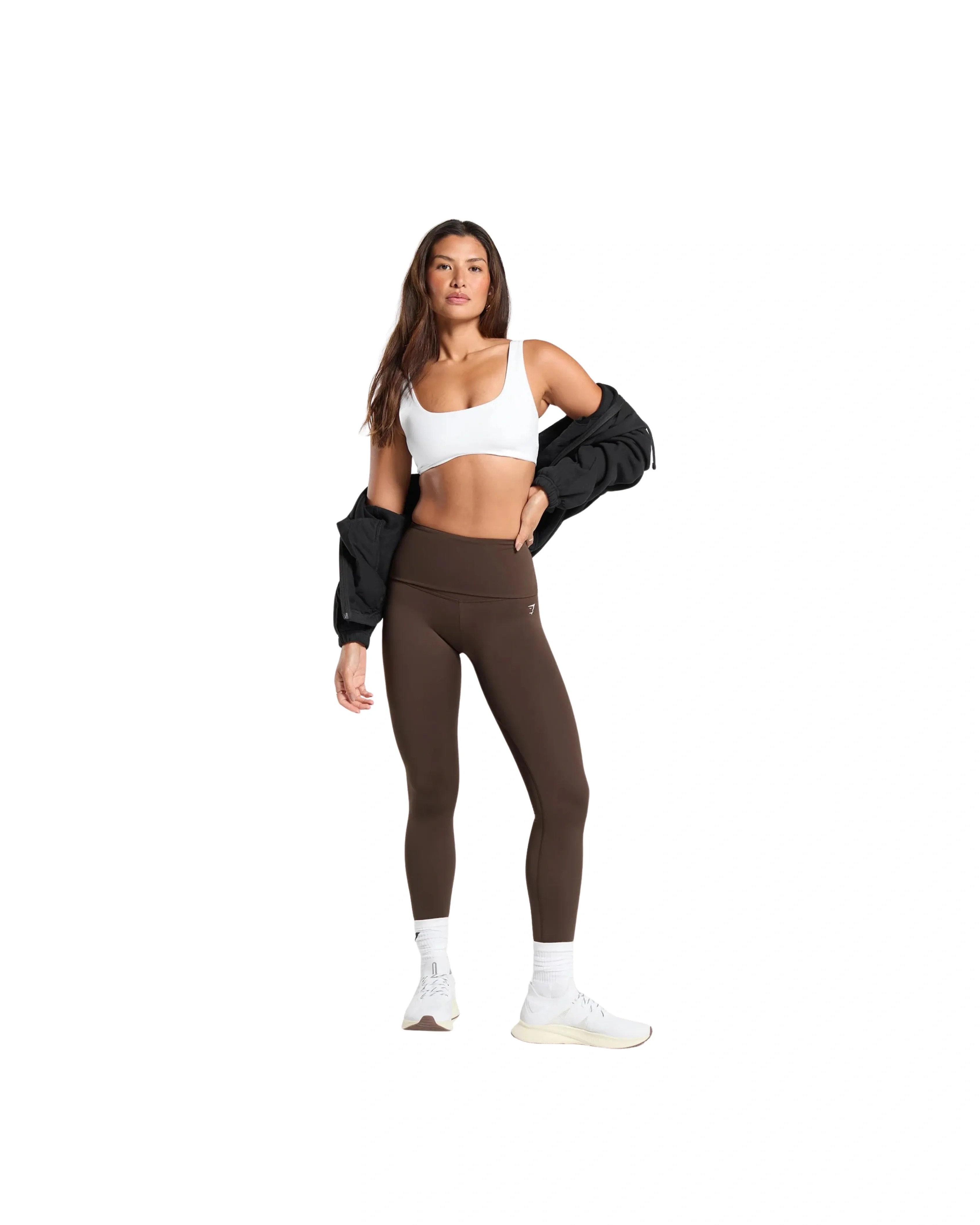 Gymshark Everyday Foldover Leggings Archive Brown - HypeFly India View 4