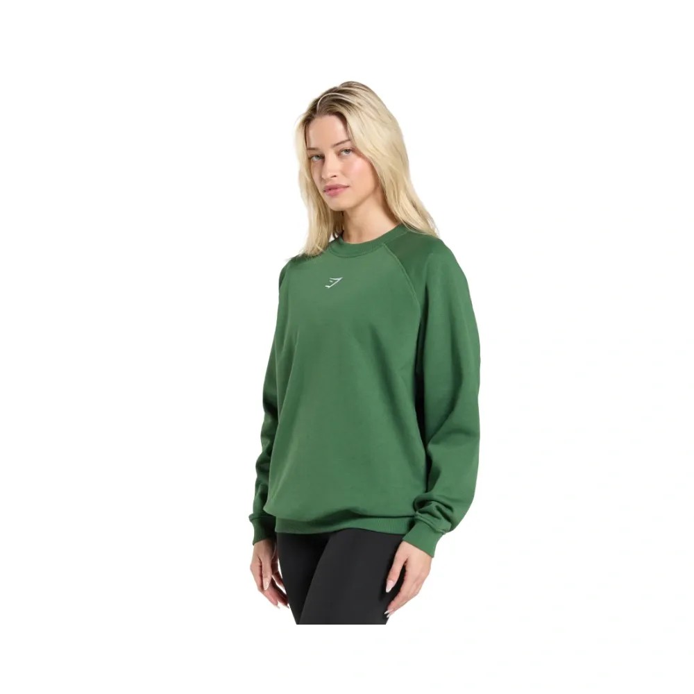 Gymshark Training Oversized Fleece Sweatshirt Classic Green - HypeFly India View 3