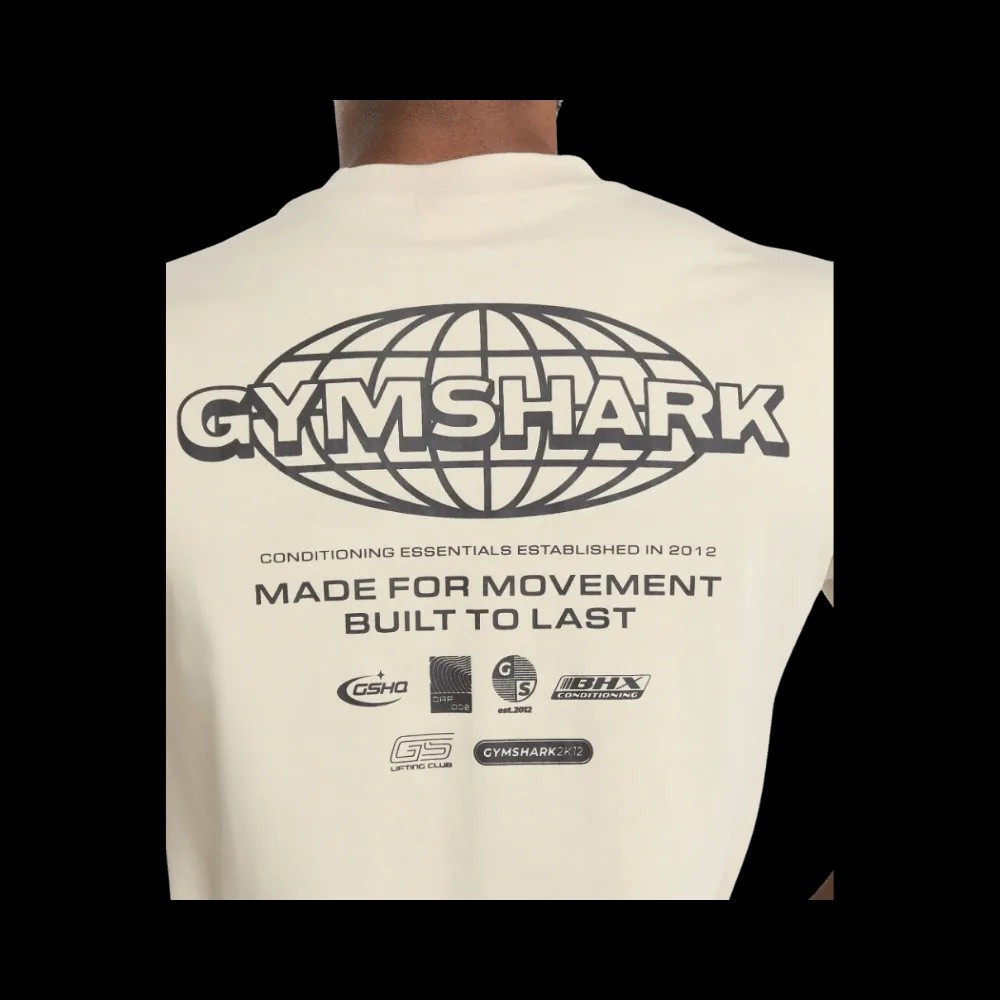 Gymshark Worldwide T-Shirt Oversized Fit Cream Beige - HypeFly India View 5