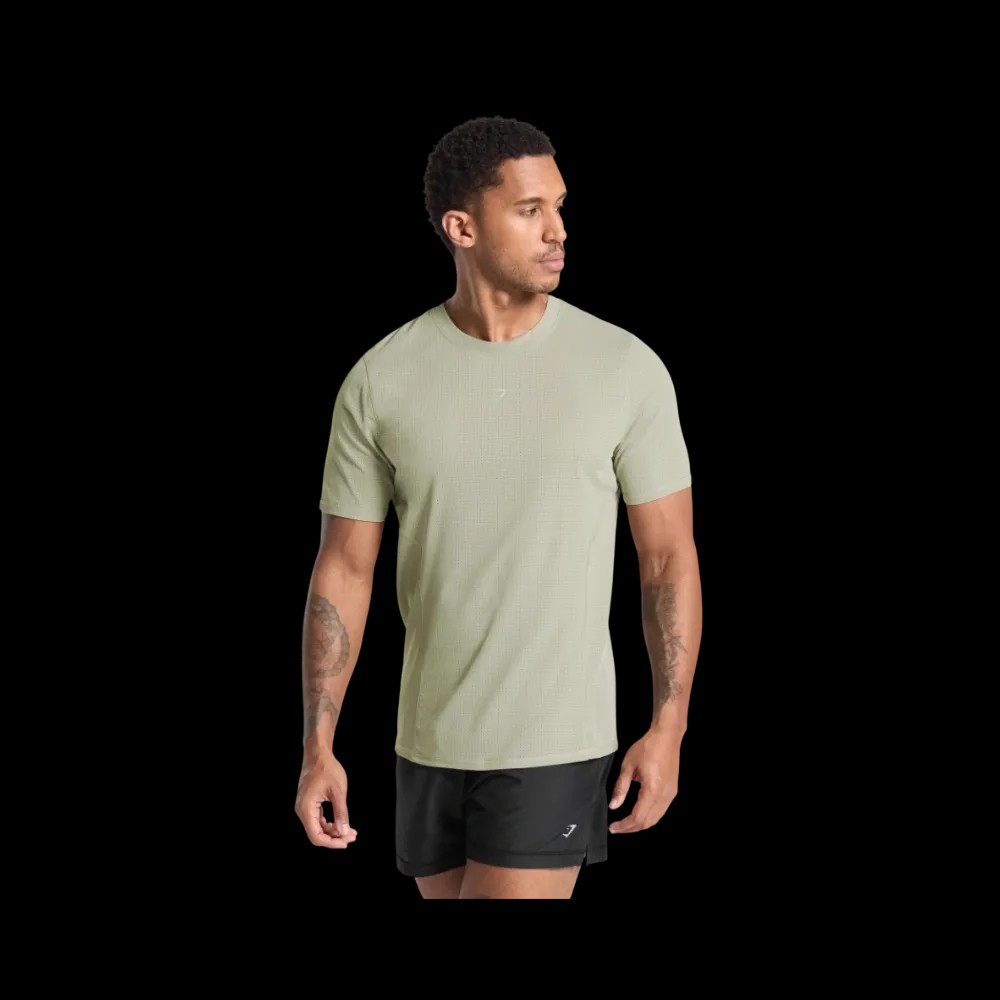 Gymshark Running T Shirt Slim Fit Chalk Green - HypeFly India View 5