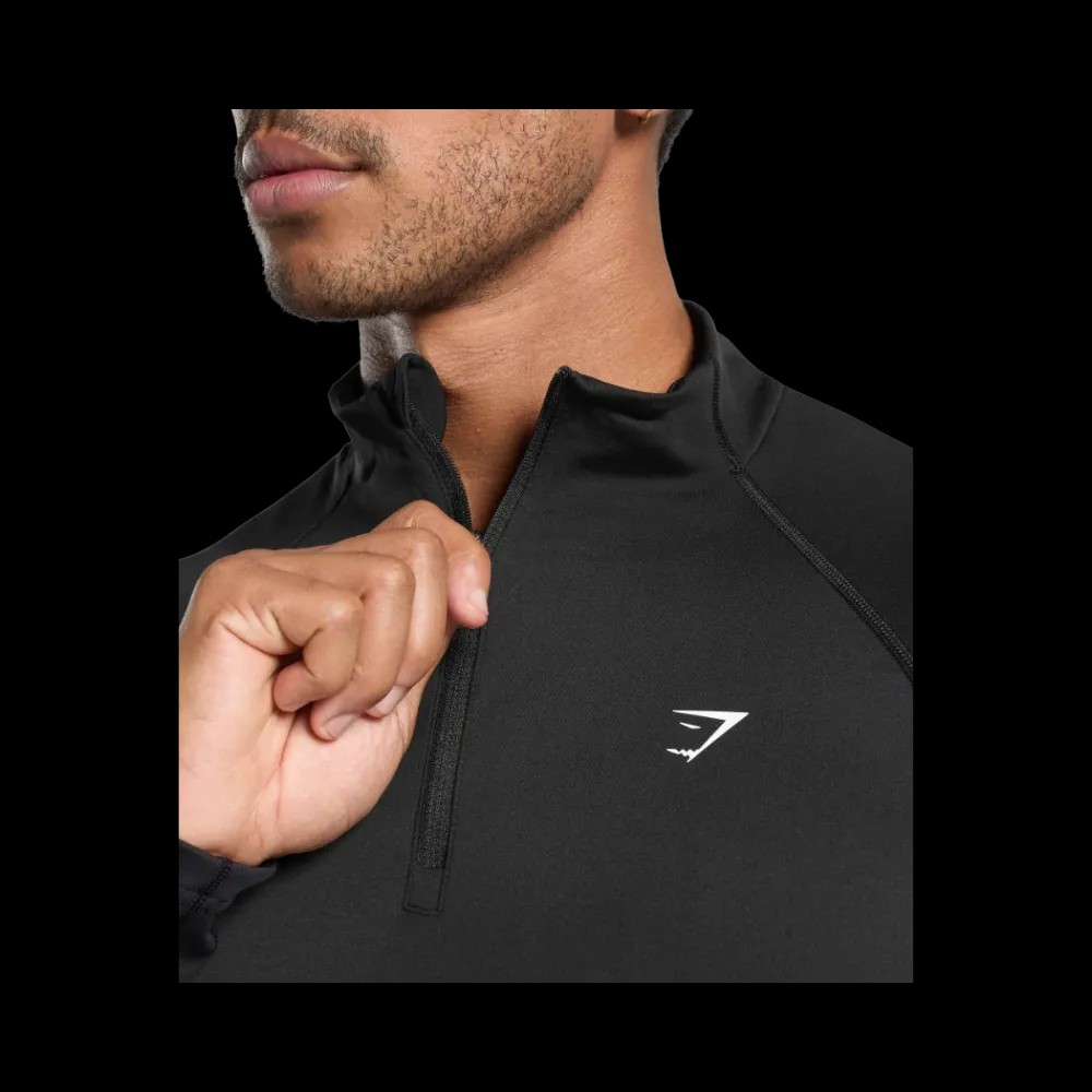 Gymshark Performance 1/4 Zip Slim Fit Black - HypeFly India View 5