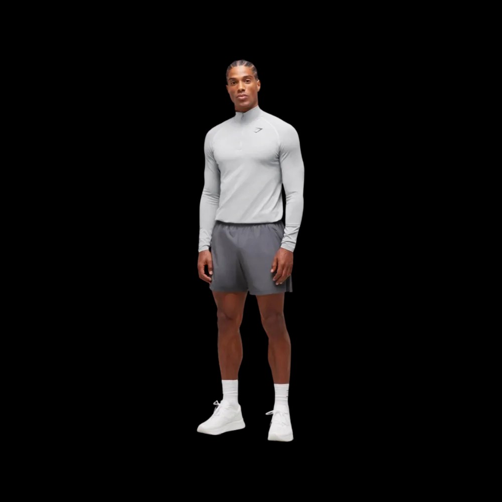 Gymshark Vital Seamless 1/4 Zip Slim Fit Light Grey/Smokey Grey - HypeFly India View 4