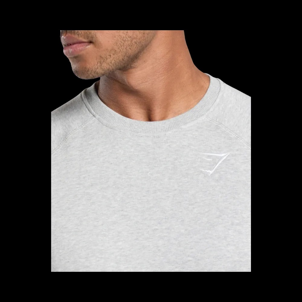 Gymshark Crest Sweatshirt Slim Fit Light Grey Marl - HypeFly India View 5