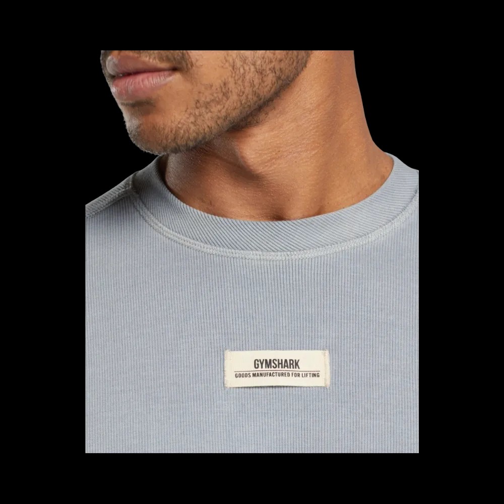 Gymshark Heavyweight Rib Crew Oversized Fit Denim Grey - HypeFly India View 5