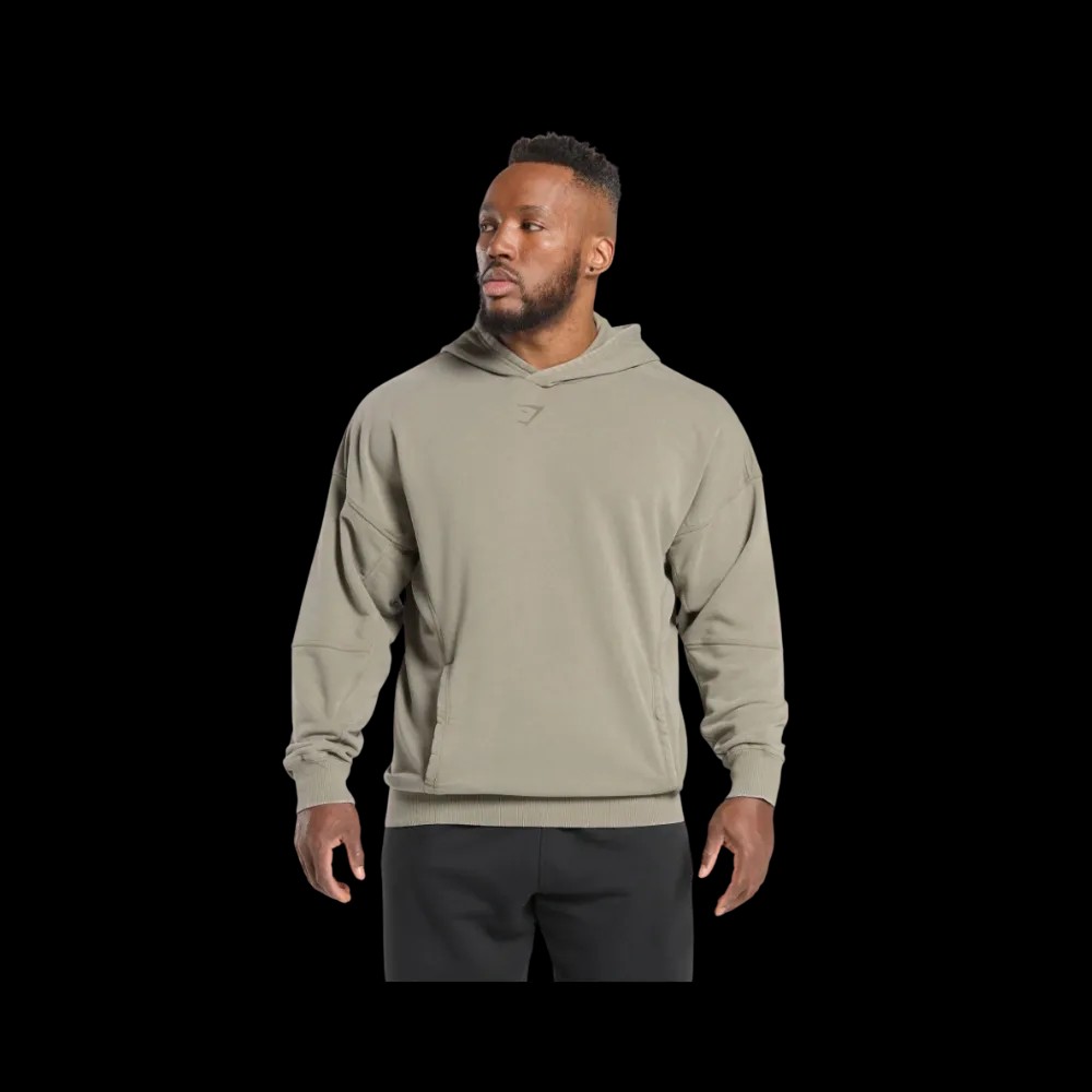 Gymshark Heritage Washed Hoodie Oversized Fit Utility Green - HypeFly India View 1