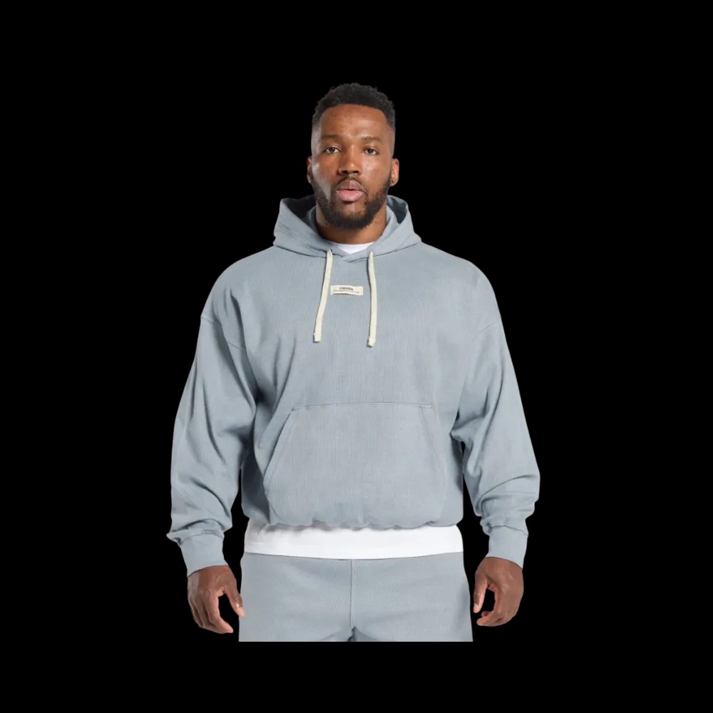 Gymshark Heavyweight Rib Hoodie Oversized Fit Denim Grey - HypeFly India View 1