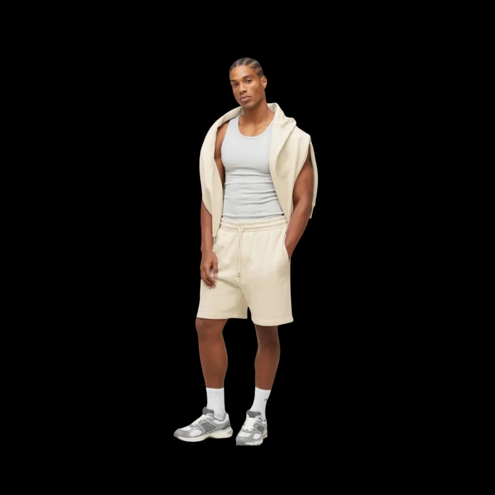Gymshark Everywear Sweat Shorts Regular Fit Oat White - HypeFly India View 4