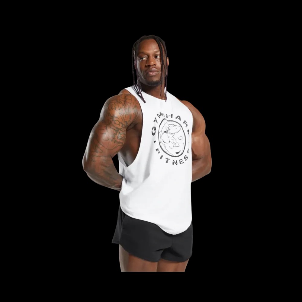 Gymshark Legacy Drop Arm Tank Slim Fit White - HypeFly India View 2