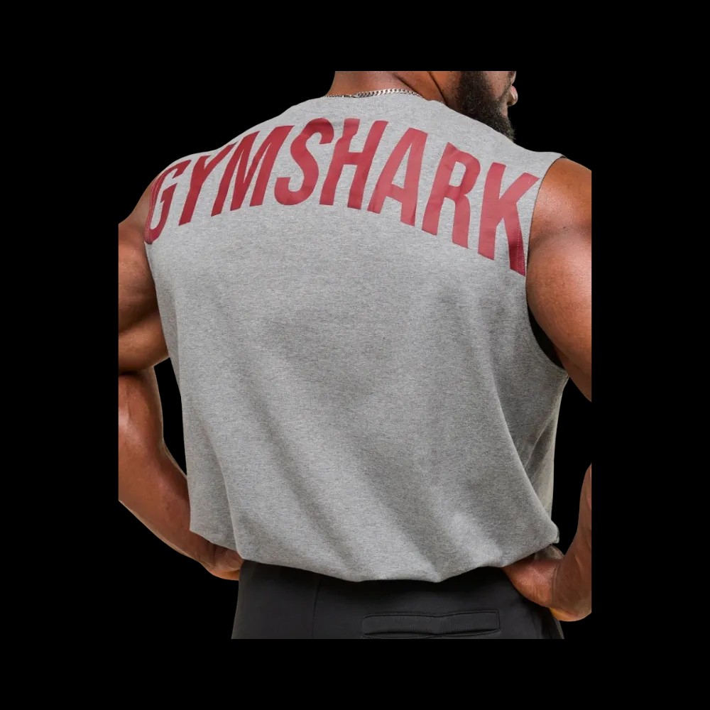 Gymshark Power Cut Off Tank Oversized Fit Charcoal Core Marl - HypeFly India View 4