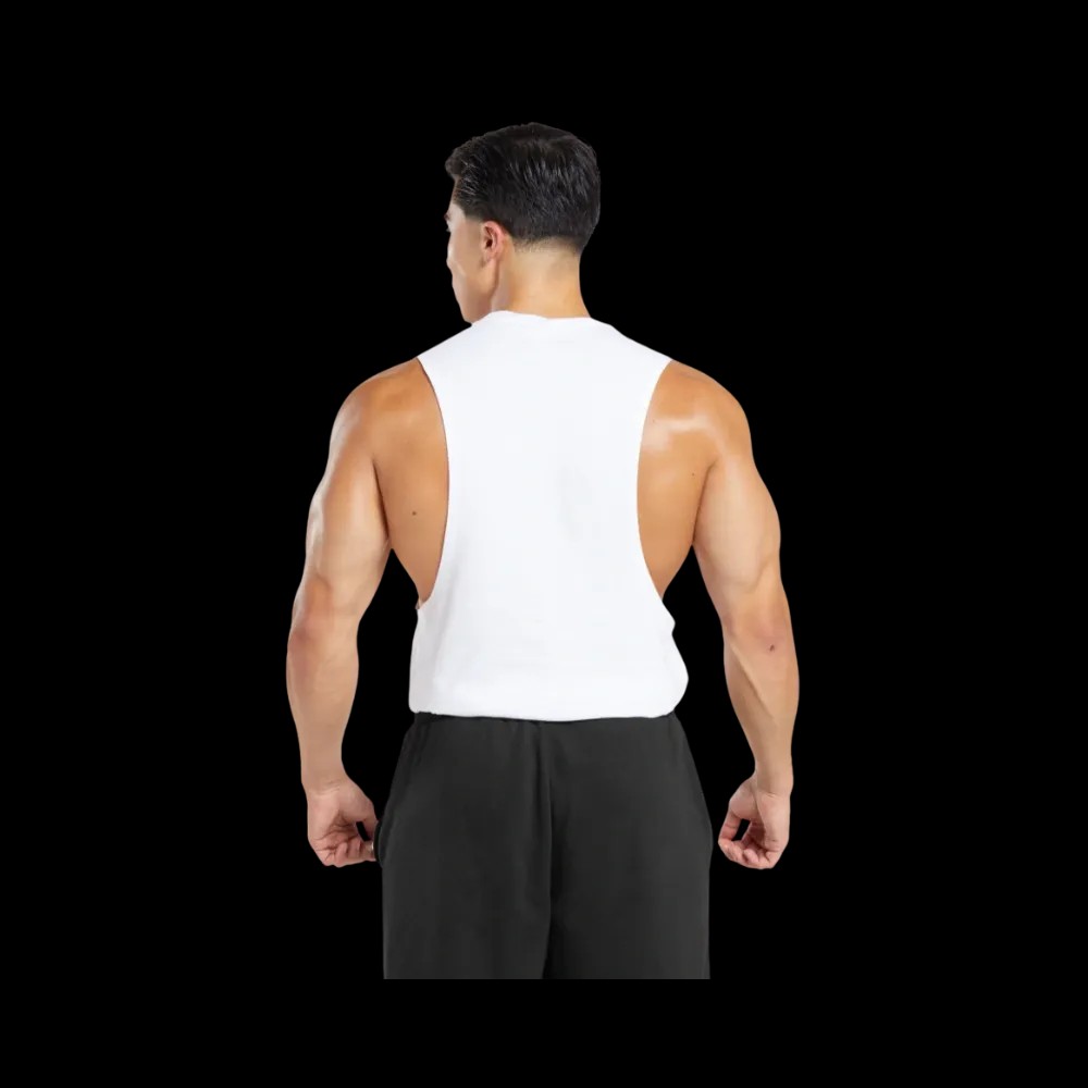 Gymshark React Drop Arm Tank Slim Fit White - HypeFly India View 3