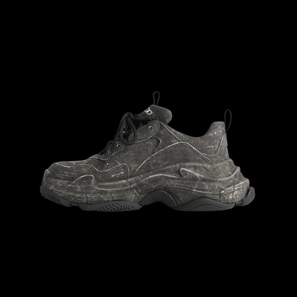 Balenciaga Triple S Canvas Sneaker In Black - HypeFly India View 3