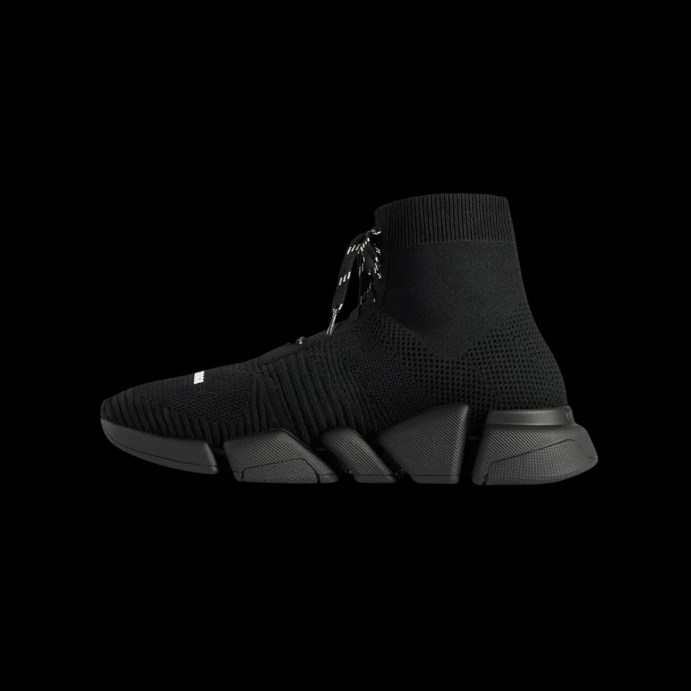 Balenciaga Speed 2.0 Lace-Up Recycled Knit Sneaker In Black - HypeFly India View 3