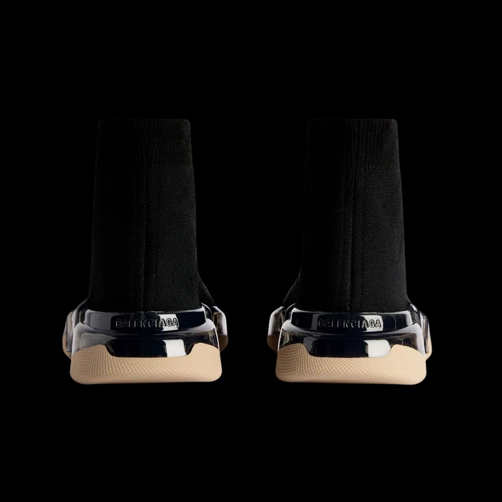 Balenciaga Speed 2.0 Full Clear Sole Recycled Knit Sneaker In Black - HypeFly India View 2