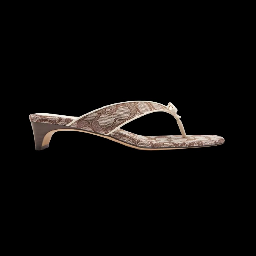 Coach Bow Thong Kitten In Signature Jacquard Chalk - HypeFly India View 1