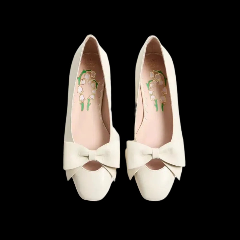 Valentino Bowow Kidskin Ballerina Ivory - HypeFly India View 2