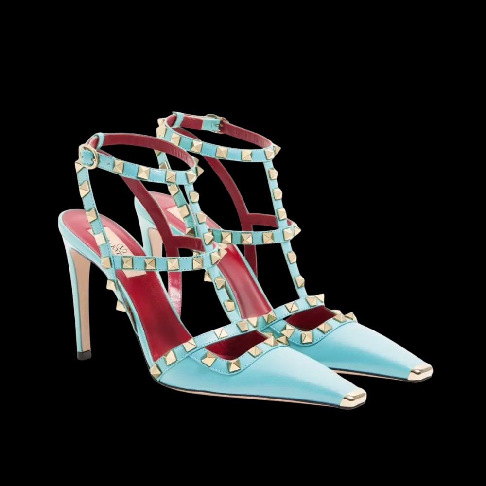 Valentino Rockstud Kidskin Pumps 100mm Azure - HypeFly India View 5