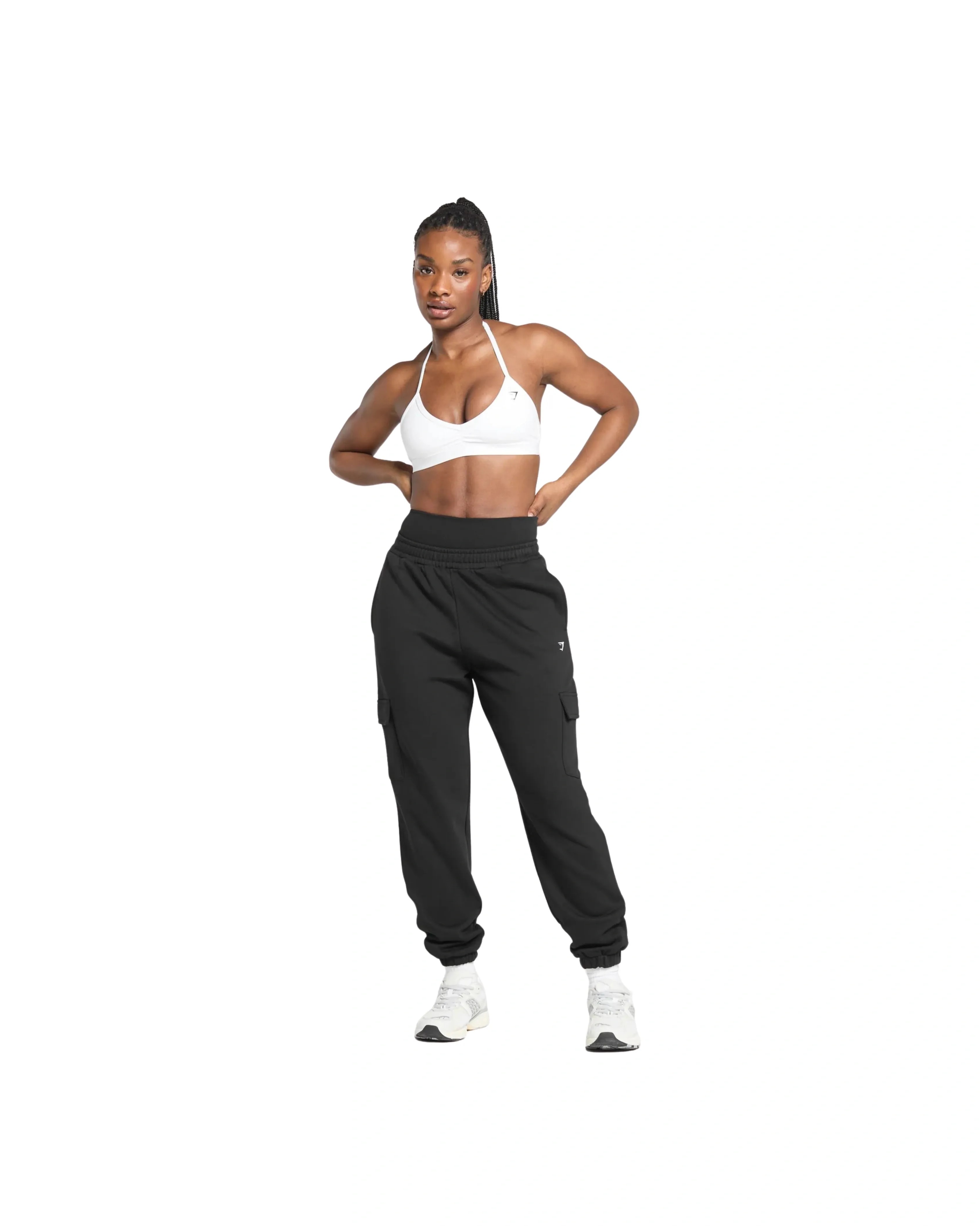 Gymshark Fleece Cargo Joggers Black - HypeFly India View 4