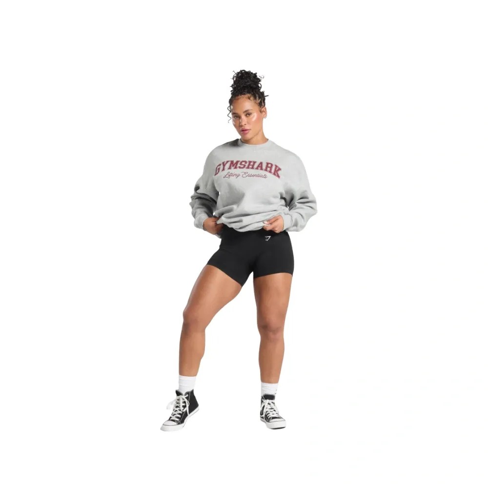 Gymshark Lifting Essentials Graphic Brushed Oversized Sweatshirt Light Grey Core Marl - HypeFly India View 4