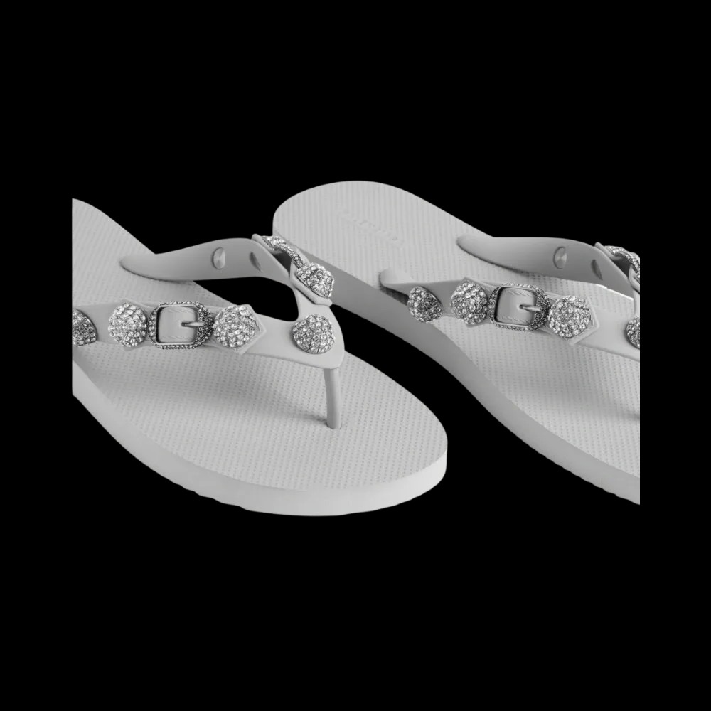 Balenciaga Cagole Thong Sandal In Crystal - HypeFly India View 2