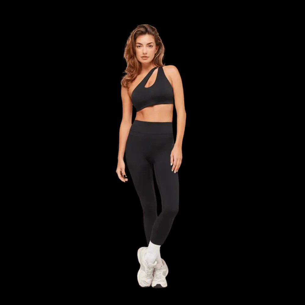 Gymshark One Shoulder Sports Bra Black - HypeFly India View 3