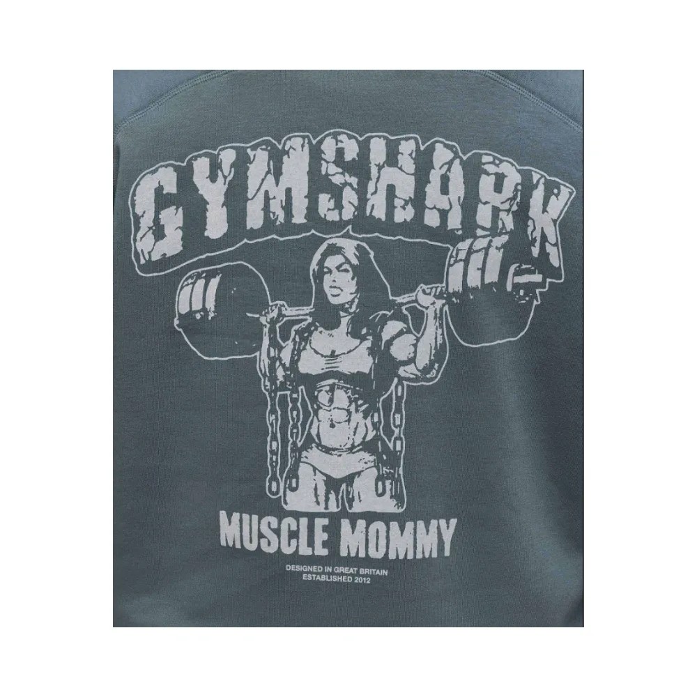 Gymshark Gritty Muscle Mommy Graphic Hoodie Titanium Blue - HypeFly India View 4