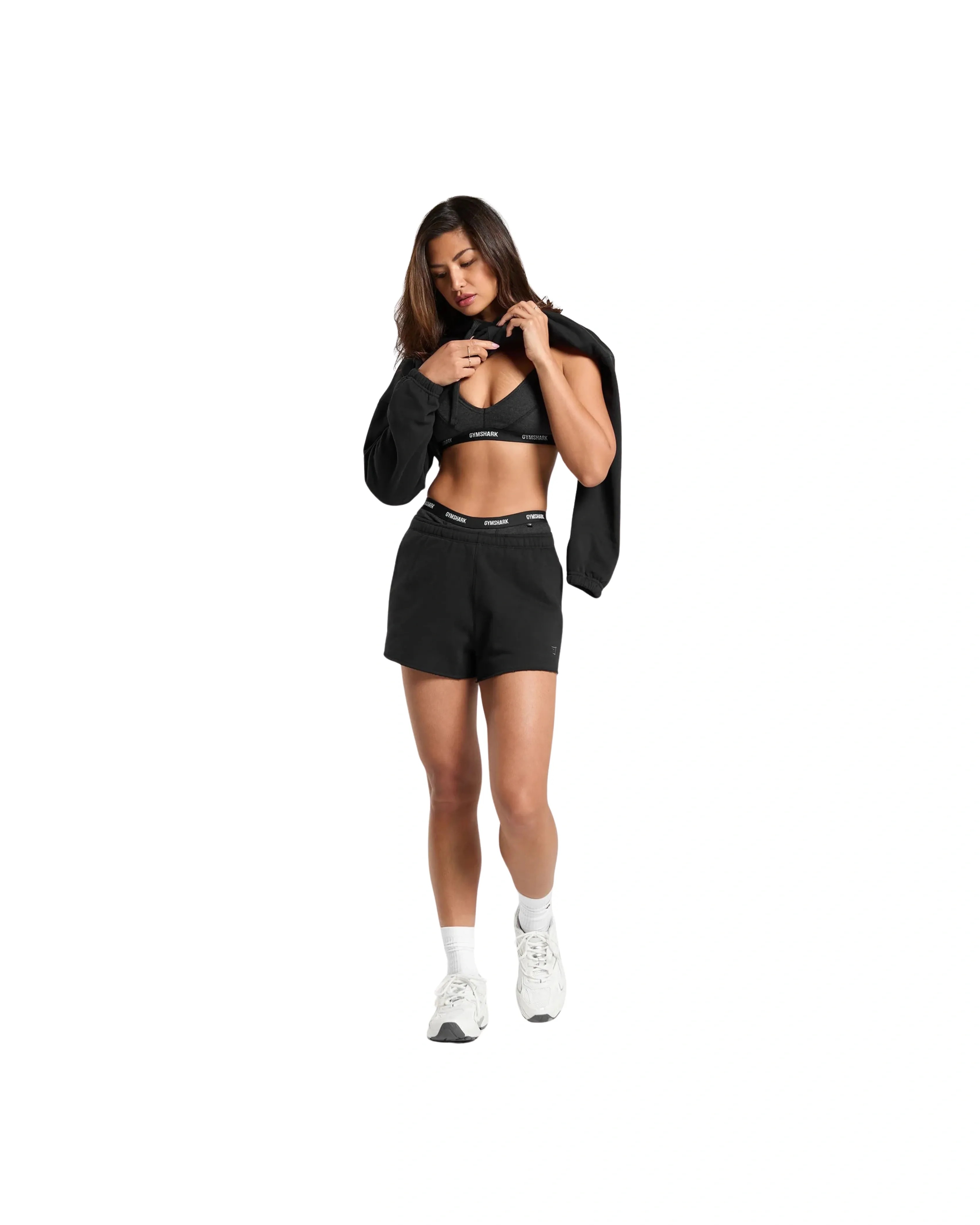 Gymshark Fleece Shorts oversized fit Black - HypeFly India View 4