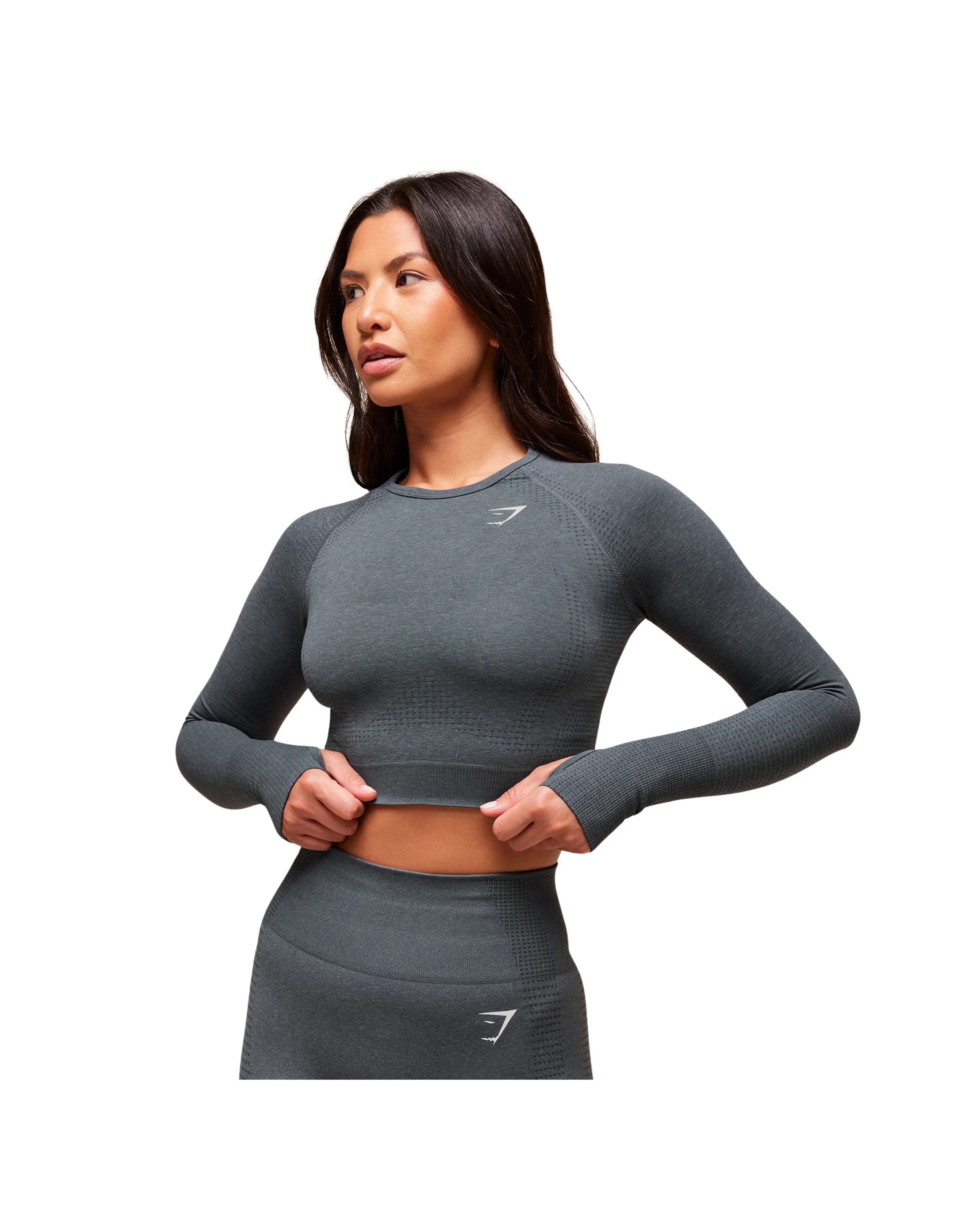 Gymshark Vital Crop Top Strong Grey Marl - HypeFly India View 3
