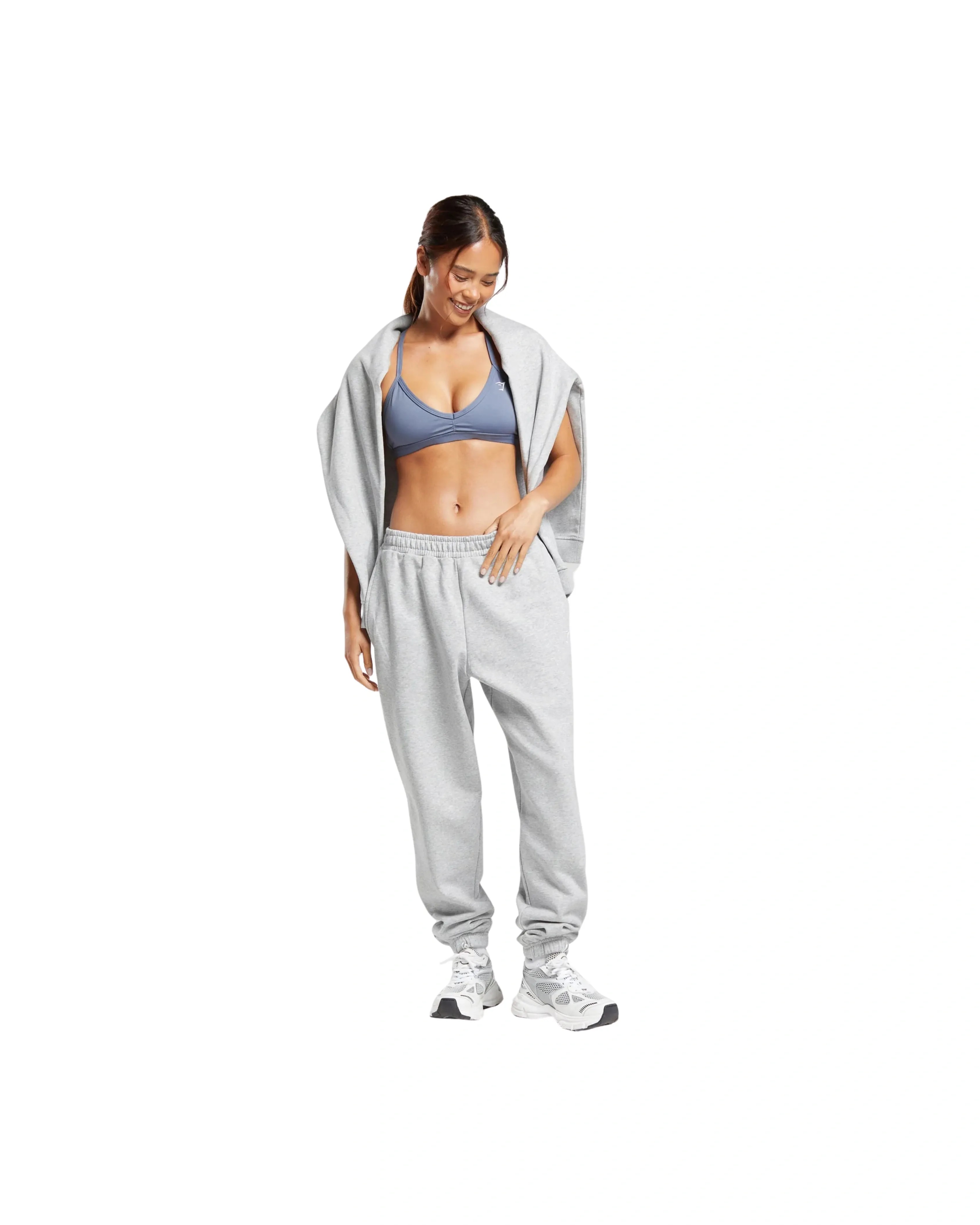 Gymshark Training Fleece Joggers Regular fit Light Grey Core Marl - HypeFly India View 4