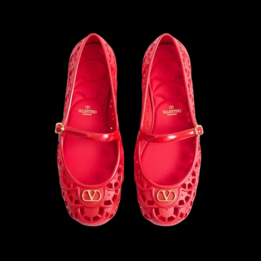 Valentino Ondette Rubber Ballerina With Scallop Pattern 05mm Coral - HypeFly India View 2