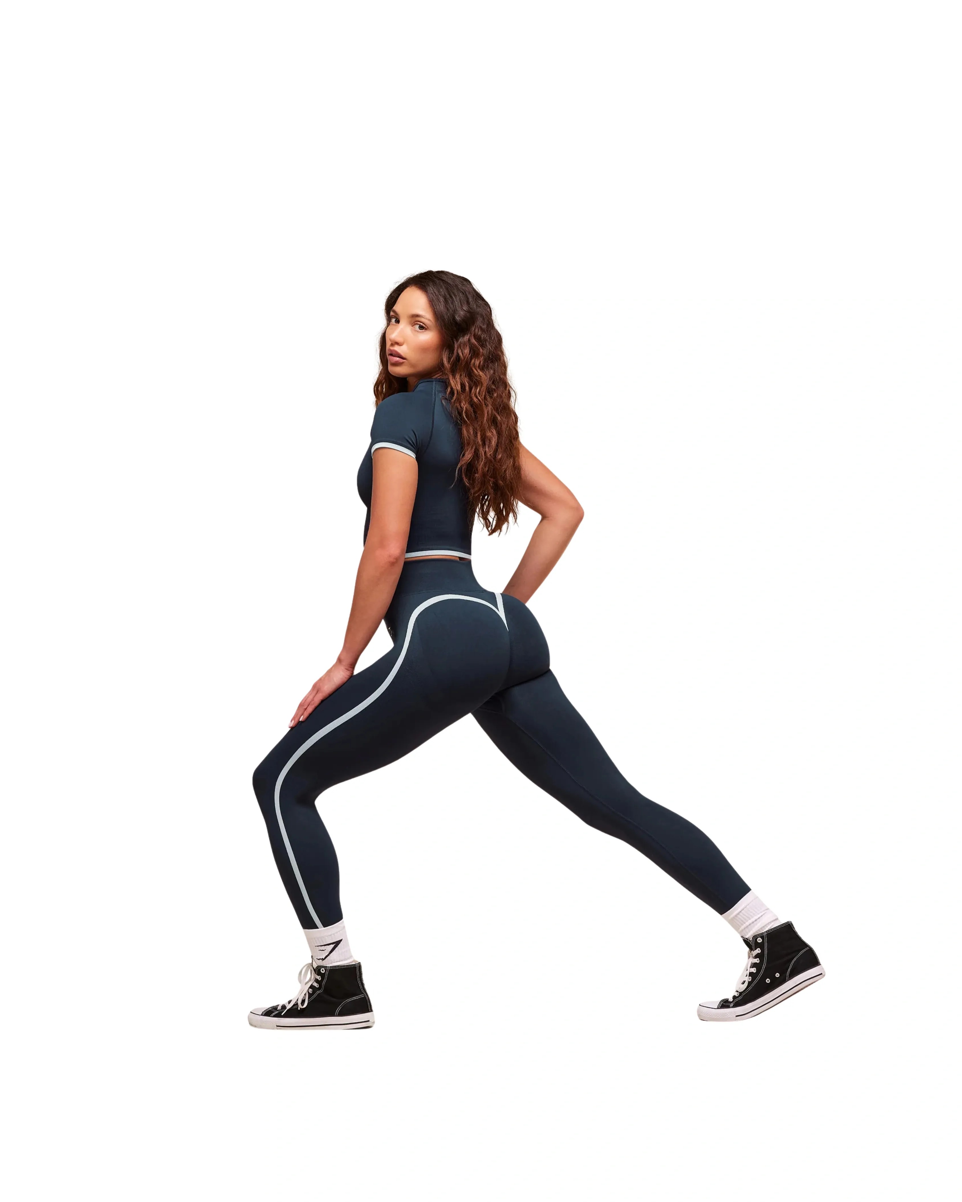 Gymshark Lift Varsity Seamless Leggings Heavy Blue - HypeFly India View 4