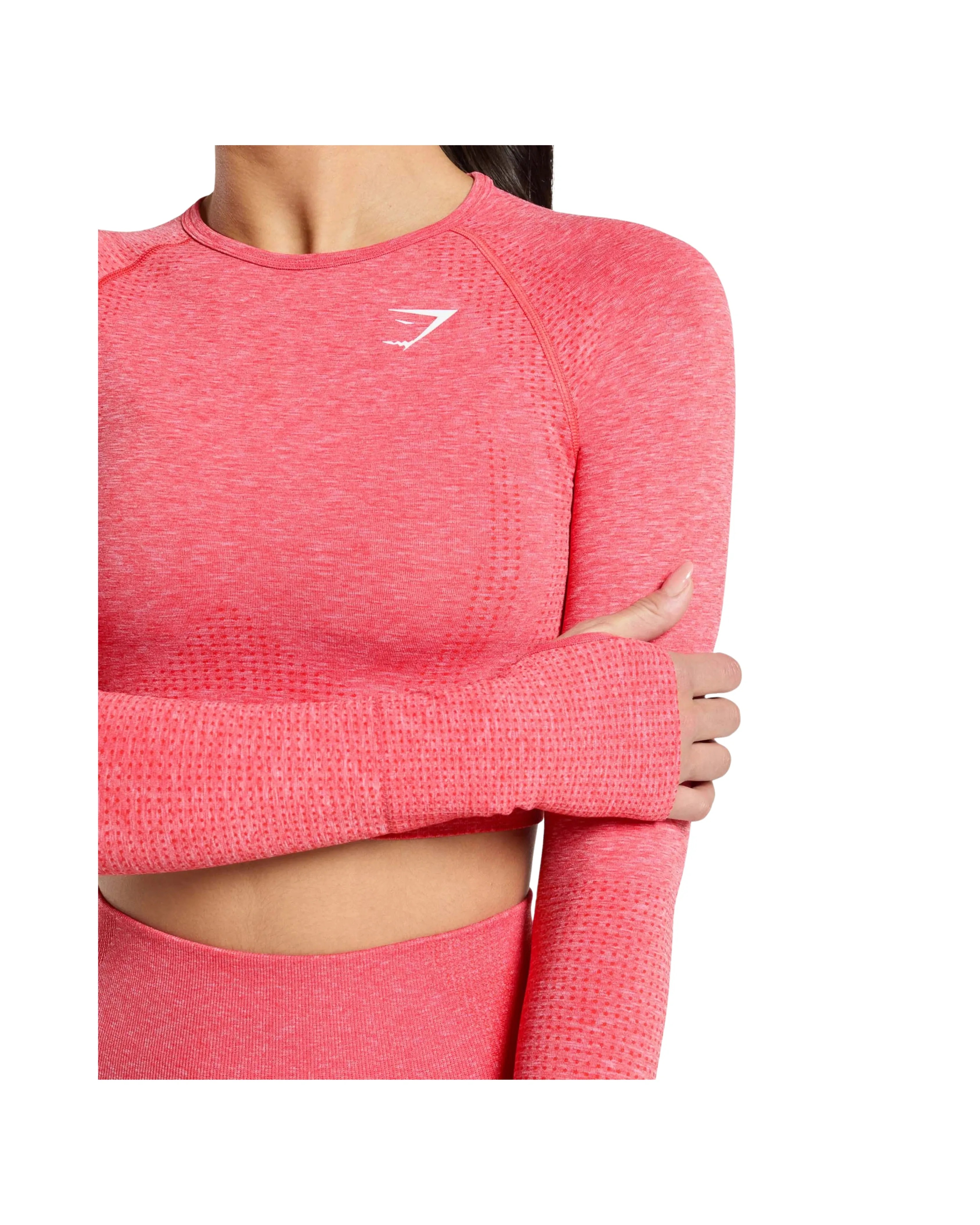 Gymshark Vital Crop Top Coral Red Marl - HypeFly India View 4