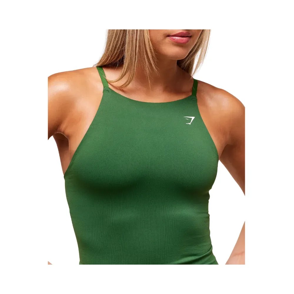 Gymshark Everyday Seamless Tank With Shelf Athletic Green - HypeFly India View 3