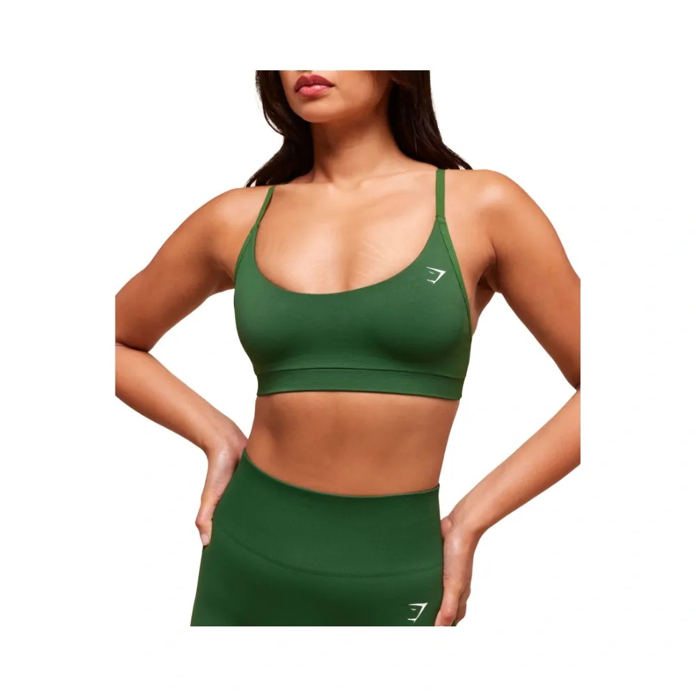 Gymshark Everyday Seamless Racerback Sports Bra - Light Support Athletic Green - HypeFly India View 4