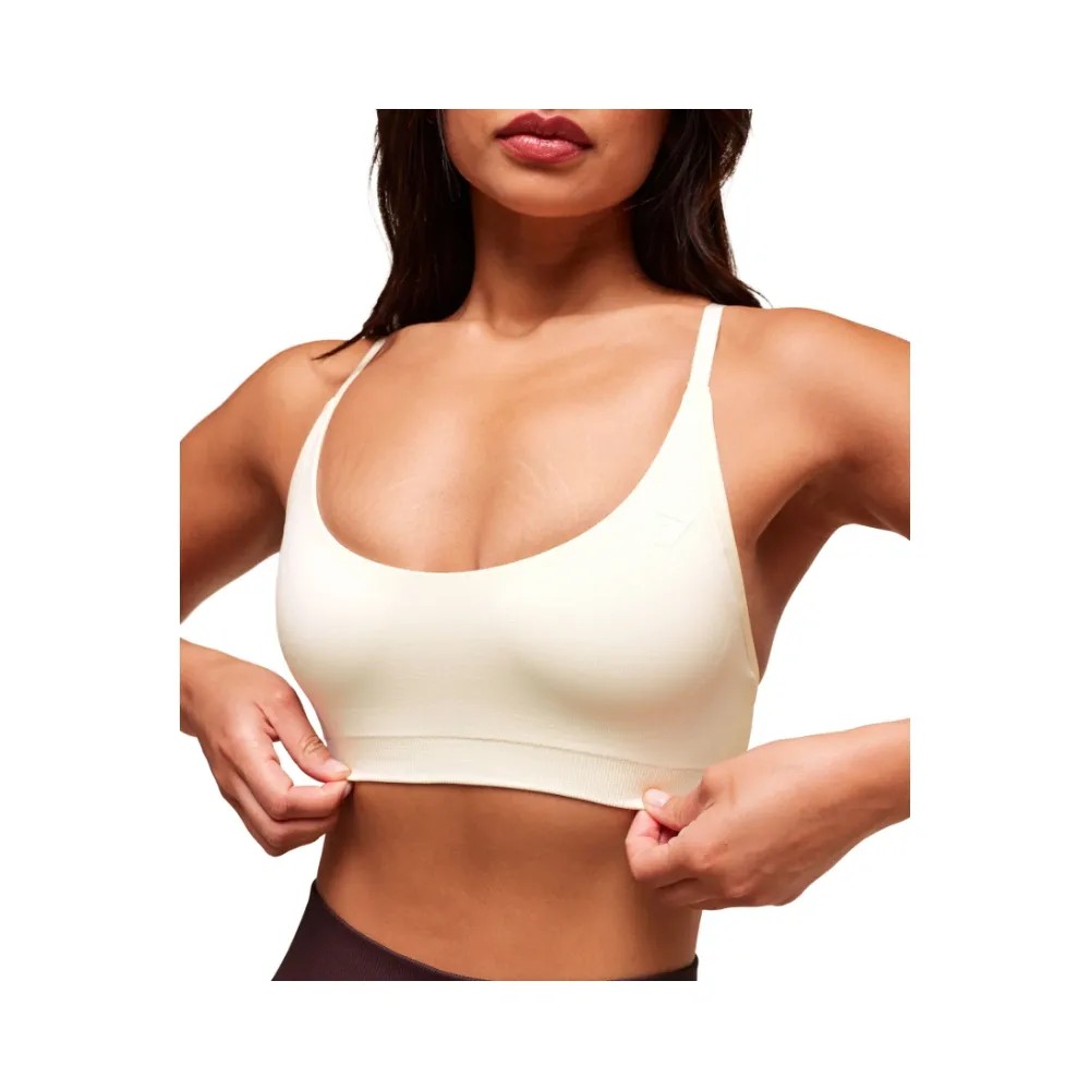Gymshark Everyday Seamless Racerback Sports Bra - Light Support Soft White - HypeFly India View 4