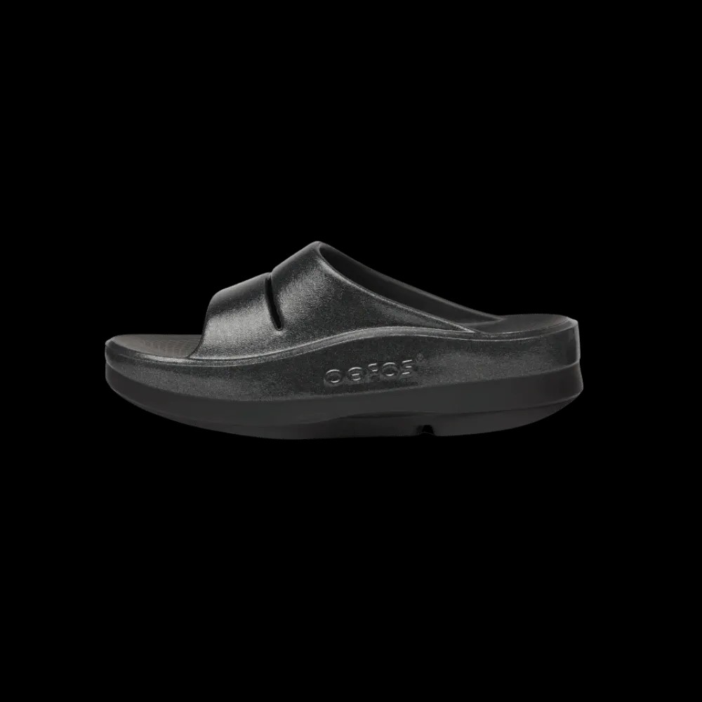 Oofos OOmega OOahh Stacked Sandal - Black Sparkle - HypeFly India View 3