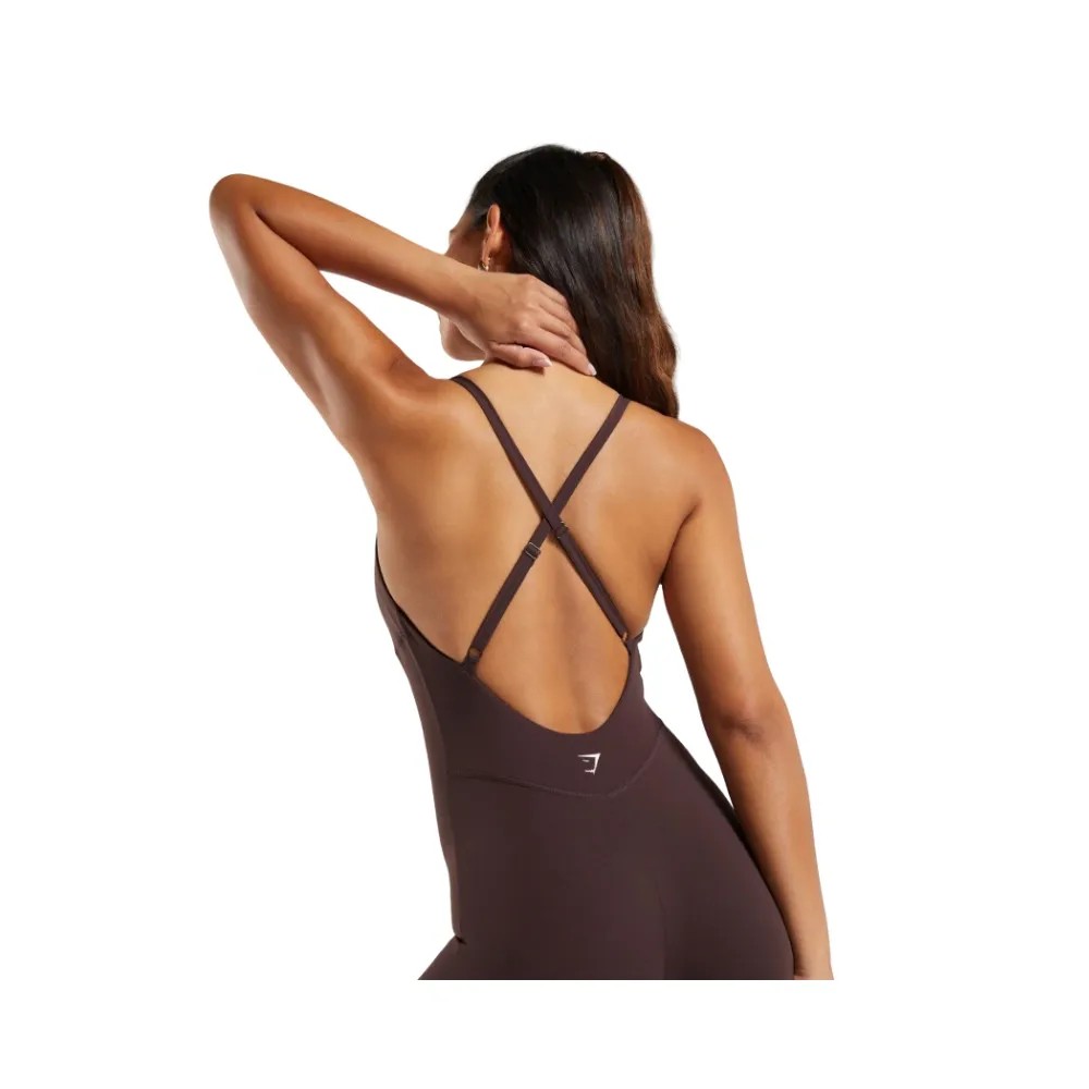 Gymshark Strappy All in One Full length Bodysuit Heritage Brown - HypeFly India View 5
