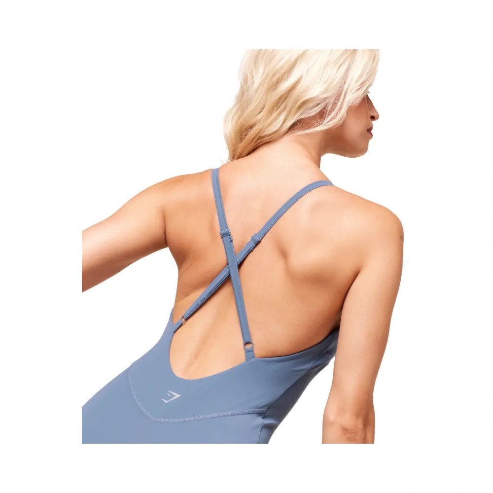 Gymshark Strappy All In One Bodysuit Worn Blue - HypeFly India View 5