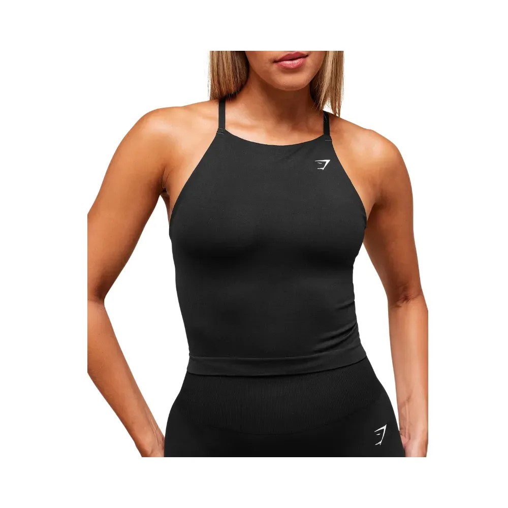 Gymshark Everyday Seamless Tank With Shelf Black - HypeFly India View 3